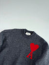 Ami Paris Charcoal Grey Ami de Coeur Crewneck Sweater (S)
