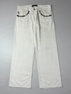 Armani Jeans White Linen Trousers Camo Pocket Trim (W:35) (L:41)