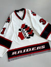 Vintage Nepean Raiders #31 White Red Black Canadian Minor Hockey Mesh Game Jersey (XL)