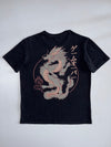 YourTurn Japanese Kanji Crest Graphic Tee – Washed Black (M)