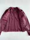 Baccini Burgundy Moto Biker Jacket with Quilted StitcPanels (S)
