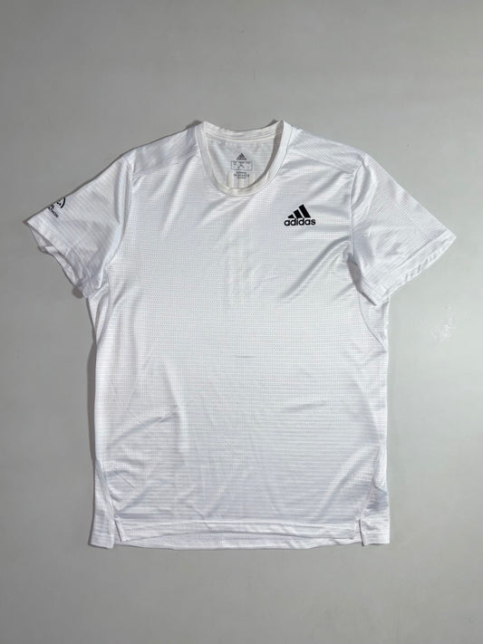 Adidas Running Primegreen White Mesh Marathon Tee (L)