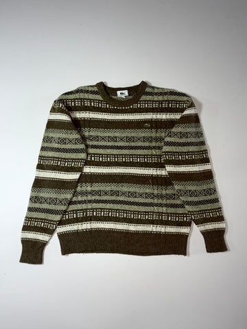 Lacoste | Vintage Olive Green Fair Isle Knit Sweater | (M)