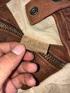 Made in France Heritage Brown Leather Bomber Jacket (L)