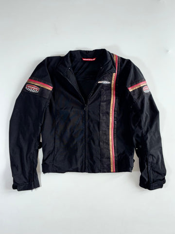 Vintage Spyke Black Racing Stripe Motorcycle Jacket (S)