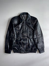 Vintage Italian | Black Leather Bomber Jacket 70s (L)