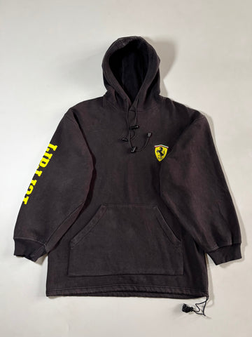 Vintage Ferrari Black Embroidered Logo Pullover Hoodie (M)