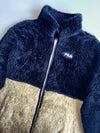 FILA Colorblock Sherpa Fleece Zip Jacket – Navy/Cream (S)