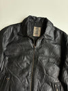 Vintage Black Leather Zip-Up Trucker Jacket(2XL)