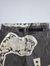 Graphic Art Print Denim Pants | Japanese Tattoo Floral Eagle Artwork Black (W:32|L:36)