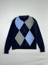 Tommy Hilfiger Classic Argyle Knit Sweater – Navy/Blue/Grey (M/L)