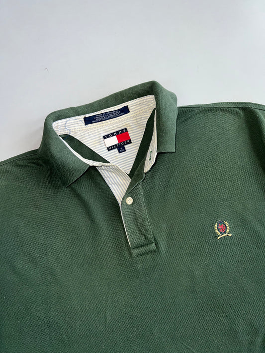 Vintage Tommy Hilfiger Crest Logo Piqué Polo (2XL)