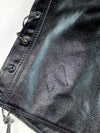 Vintage Black Leather Biker Vest – Kawasaki Patch, Side Lace-Up (L)