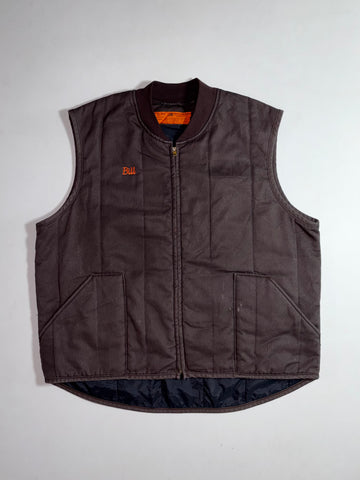 Red Kap | Vintage Made in USA Brown Quilted Work Vest "Bill" Embroidered (2XL)