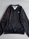 Adidas Black V-Neck Pullover Windbreaker  Silver Lined (XL)
