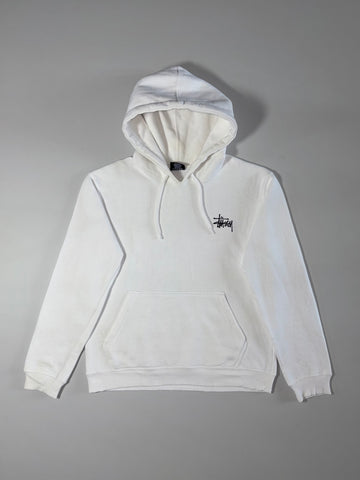 Stussy Basic Logo White Pullover Hoodie  (S)