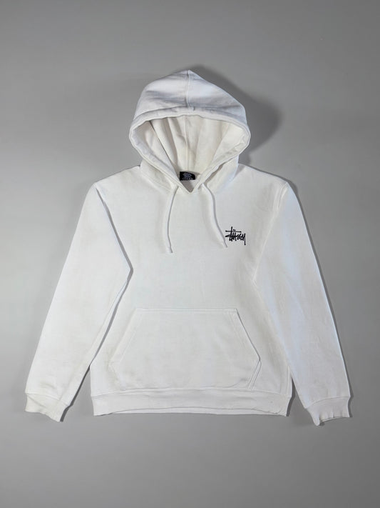 Stussy Basic Logo White Pullover Hoodie  (S)