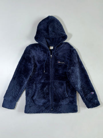 Champion Navy Sherpa Fleece Zip Hoodie (S)