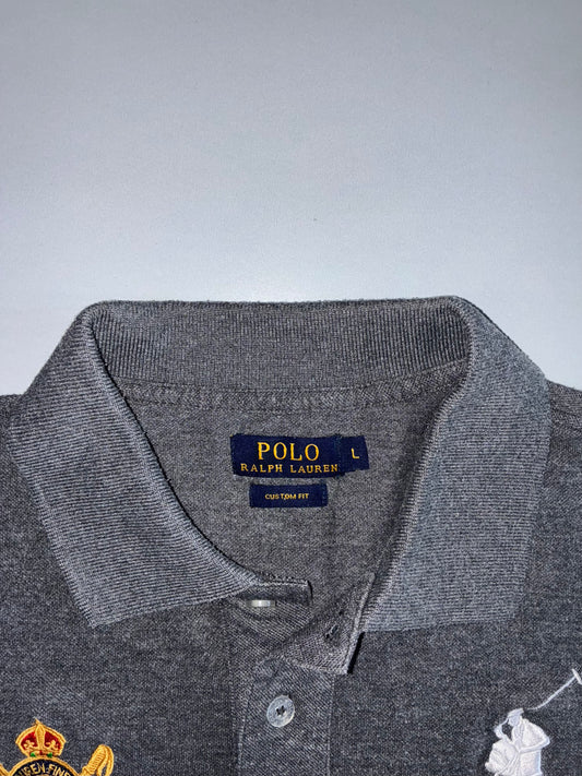 Polo Ralph Lauren Big Pony Crest Polo T-Shirt fully embroidered logo – Charcoal Grey (L)