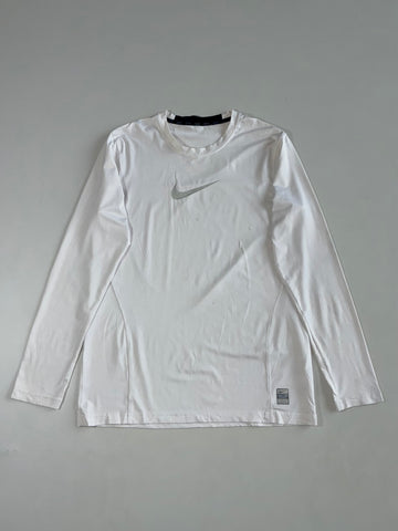 Nike Pro Combat White Compression Long Sleeve Top (M)
