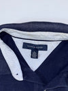 Tommy Hilfiger Long Sleeve Rugby Polo – Navy, White Trim Collar, (XL)