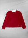 Kappa Maroon Mock Neck Fleece Top – White Collar Sporty Long Sleeve (S/M)