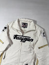 Furygan Racing Textile Jacket – Cream/Off-White with Black Logo Patches, (M)