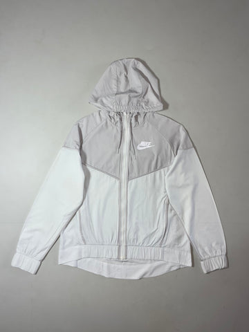 Vintage Nike White Grey Hooded Windrunner Jacket (M)