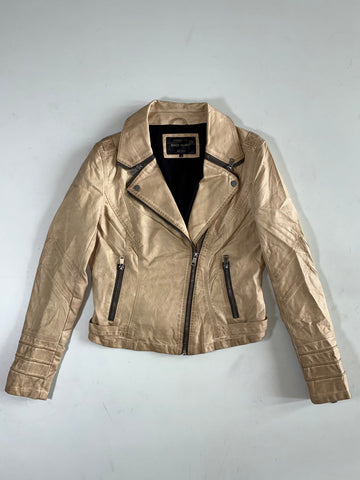River Island Champagne Gold Moto Biker Jacket Women’s (S)