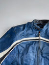 Triumph Motorcycles Retro Café Racer Stripe Moto Leather Jacket (Paded)(M)
