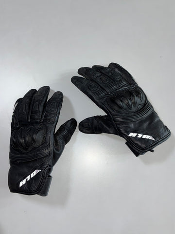BLH Black Leather Motorcycle Racing Gloves (Protected)
