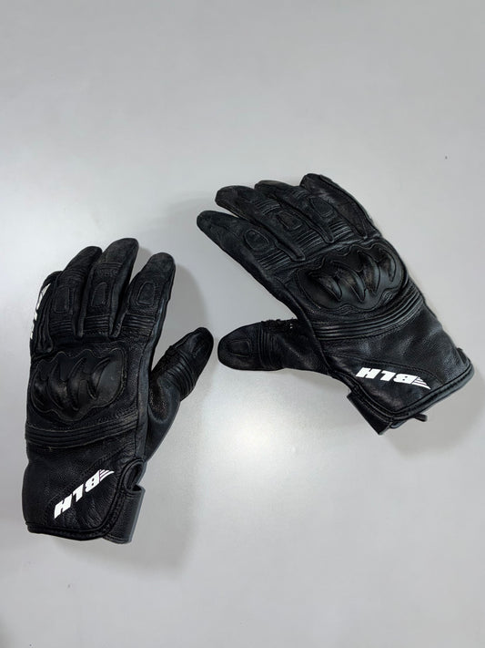 BLH Black Leather Motorcycle Racing Gloves (Protected)