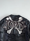 ICON Skull & Crossbones Black Leather Moto Jacket (XL)