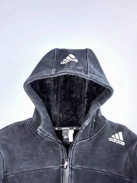 Adidas 3-Stripe Sherpa-Lined Full-Zip Hoodie (S)