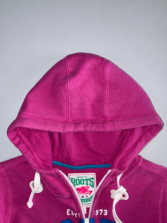 Roots Canada “Est. 1973” Athletic Dept. Full-Zip Hoodie Magenta Pink (XS)