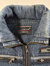 Y2K FUBU Jeans Collection Zip-Up Denim Moto Jacket (M)