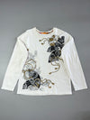 J950 Japanese Folding Fan & Peony Print Long Sleeve Tee (L)