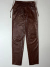 Vintage Brown Leather Side Lace Up Western Pants (W:26) (L:42)