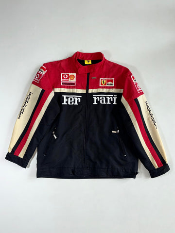 Ferrari F1 Racing Jacket with Embroidered Sponsor Patches,(XL)