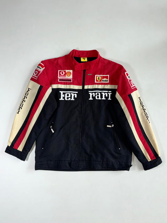 Ferrari F1 Racing Jacket with Embroidered Sponsor Patches,(XL)