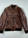 Devred 1902 Distressed Brown Leather Bomber Jacket with Cargo Pockets (M)