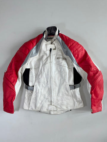 GRID Red White & Silver Leather Moto Racing Jacket (S)