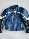 Triumph Motorcycles Retro Café Racer Stripe Moto Leather Jacket (Paded)(M)