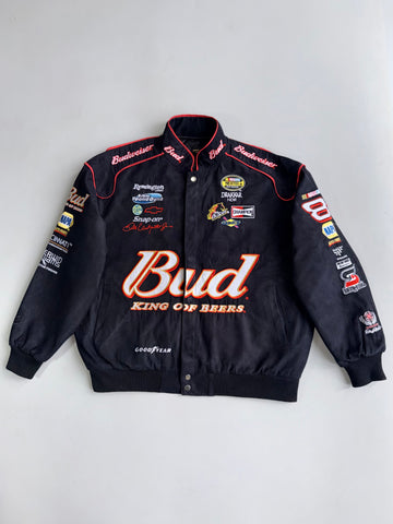 Y2K-Style Budweiser NASCAR #8 Racing Jacket Heavy Embroidery, Quilted Lining (XL)
