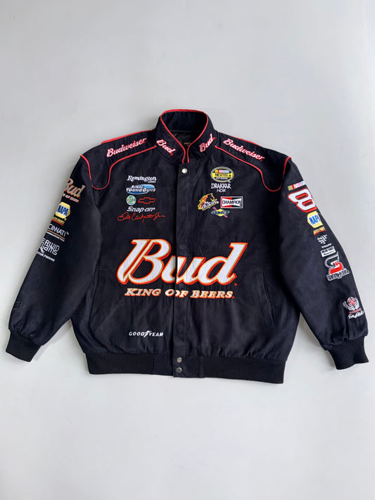 Y2K-Style Budweiser NASCAR #8 Racing Jacket Heavy Embroidery, Quilted Lining (XL)