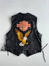 Harley Davidson Vintage Black Leather Lace-Up Vest (S)