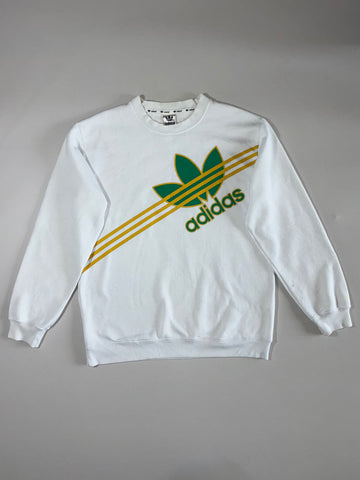 Adidas Originals White Oversized Trefoil 3-Stripes Graphic Sweatshirt(L)