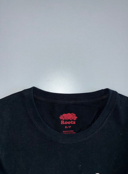 Roots Canada Beaver Logo Cotton Long Sleeve T-Shirt Black (XS)