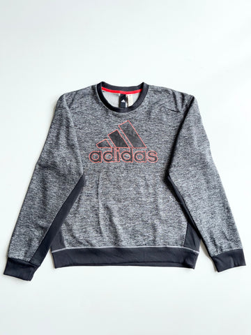 Adidas Grey Melange Big Logo Fleece Crewneck Sweatshirt (L)