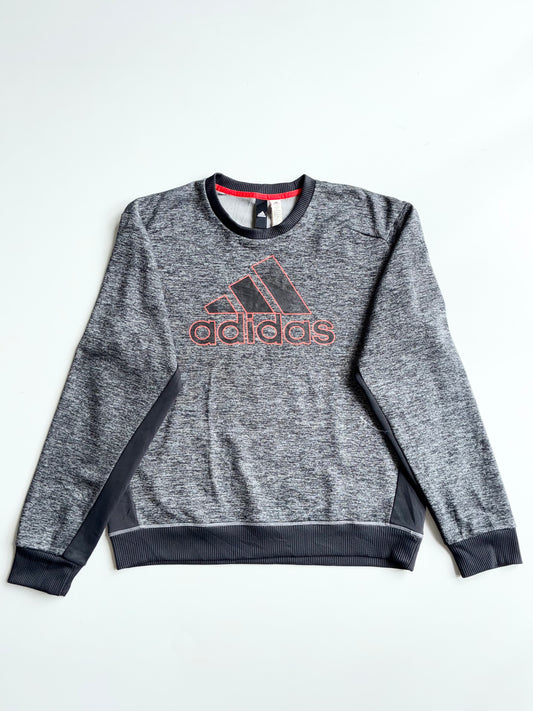 Adidas Grey Melange Big Logo Fleece Crewneck Sweatshirt (L)